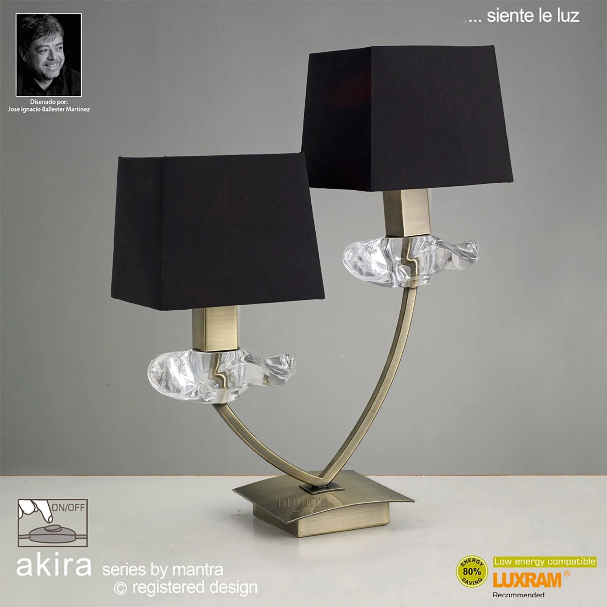 Akira Antique Brass-Black Table Lamps Mantra Shaded Table Lamps